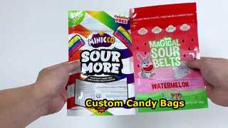 Bolsa de embalaje de dulces con cremallera personalizada, bolsa de dulces con cierre de cremallera