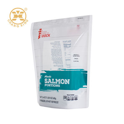Gravure Printing Food Grade Packaging Bag Laminated Zipper Pouch With Transparent Window  For salmon Fresh Meat