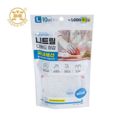 Gravure Printing Packaging Bag Laminated Zipper Pouch With Transparent Window  For Disposable Gloves