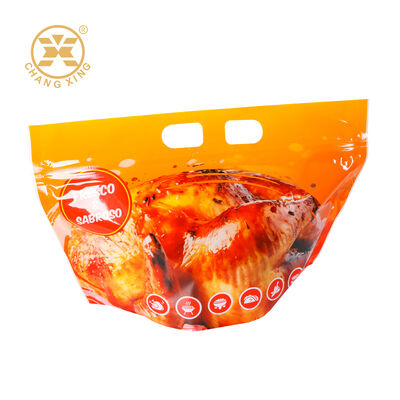 Custom Printed Microwaveable Anti Fog Zipper Top Roast Chicken Packaging Bag