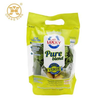 Grape Antifog Handle Transparent Stand Up Pouch With Zipper VMPET Fresh Fruit Packaging