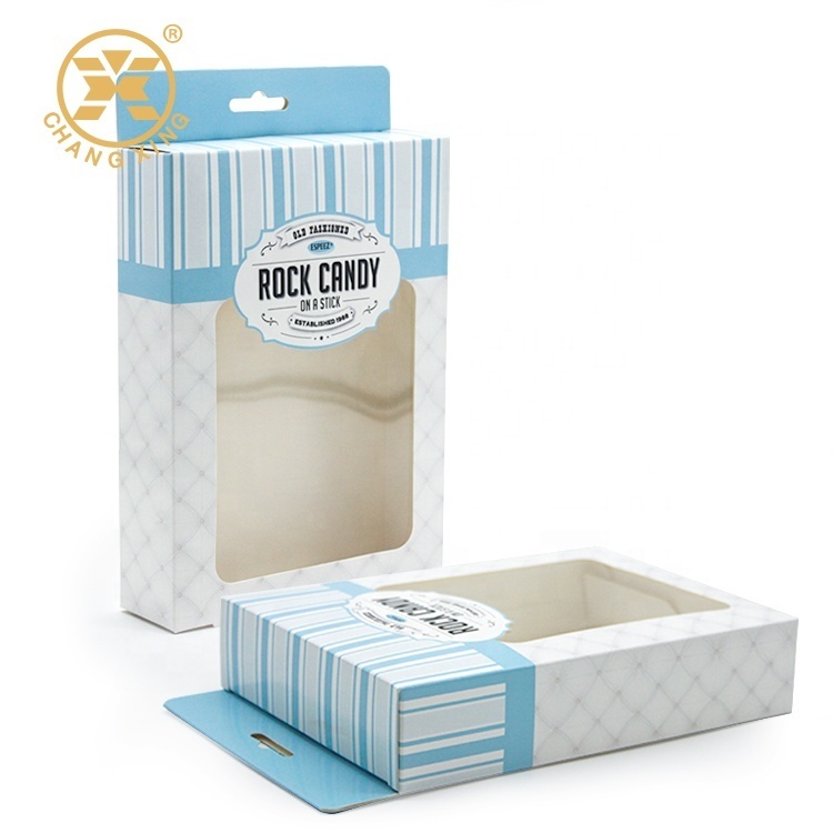 Customized White Baby Candy Packaging Cardboard Box Eco Friendly Folding Carton With Window