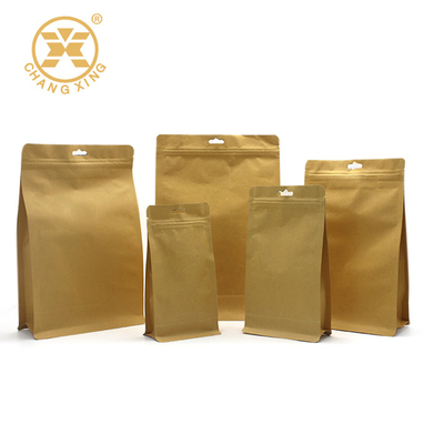 Bolsos de café abonablees inferiores planos de Kraft con la válvula 16oz