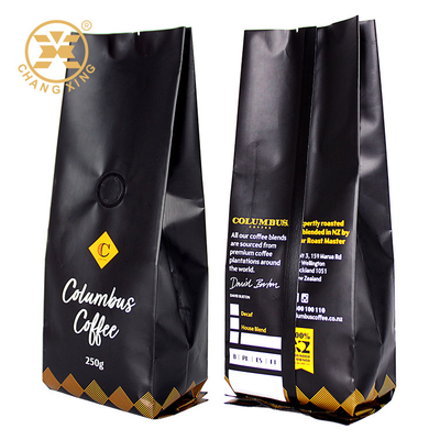 Válvula de encargo de la manera del bolso uno de Matte Coffee Packaging Quad Seal del café de Bolsas