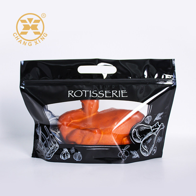 Prueba de grasa bolso de pollo asado caliente microondas anti niebla bolso de pie con cremallera