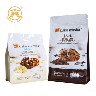 Bolso de embalaje de galletas de fondo plano personalizado Bolso de embalaje de chocolate con cremallera Bolso de embalaje de alimentos.