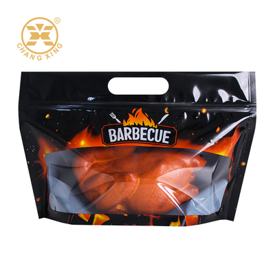 Embalaje de plástico con cremallera impreso a medida para rotisería Grill caliente Pollo asado y carnes deli