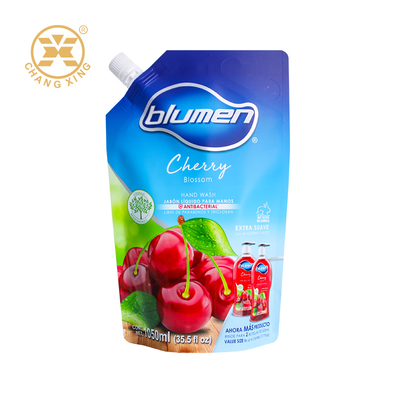 Bolsa con boquilla para detergente y jabón líquido de 500 ml y 1 L, bolsa de embalaje con boquilla impresa a medida para desinfectante de manos líquido