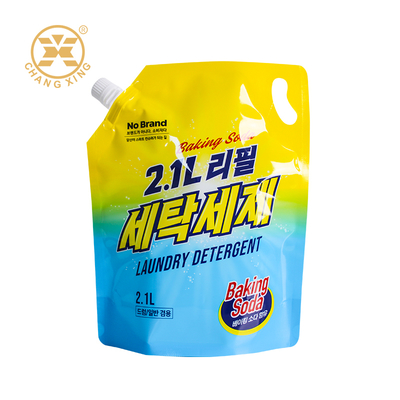 OEM 1L 2L bolsas de embalaje de detergente de ropa con mochila de chorro suavizador de tela bolsas de adhesivo con chorro