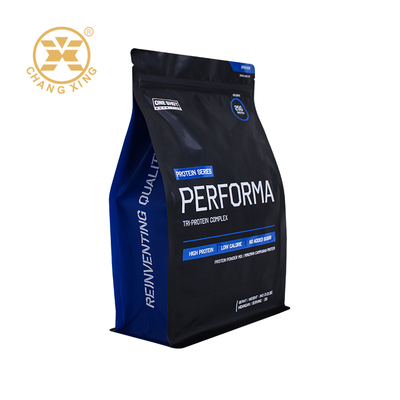 Bolsa de fondo plano de 5 kg, mate, con cremallera, para envasado de proteína en polvo, bolsa de embalaje con sellado de ocho lados