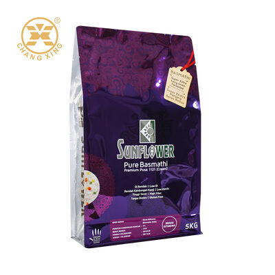 Bolsas de plástico de Basmati para embalaje de arroz con cerradura de cerradura con cerradura de cremallera Bolsas de arroz impresas 5 kg