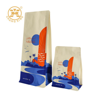 250g 500g de café a medida Bolso de fondo plano Stand Up Caffé de grano Bolsas de embalaje Bolsas de cremallera a prueba de humedad