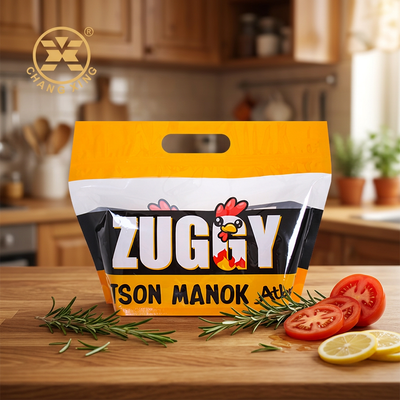 Proveedores de bolsas personalizadas al por mayor con impresión personalizada para pollos, bolsas de plástico OEM para empaquetar lechón asado
