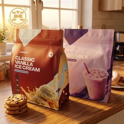 Bolsa de pie de grado alimenticio impresa a medida con cierre de cremallera e impresión en huecograbado