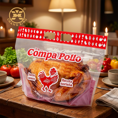Bolsas personalizadas anti-vaho para pollo asado con cremallera y microperforaciones personalizables