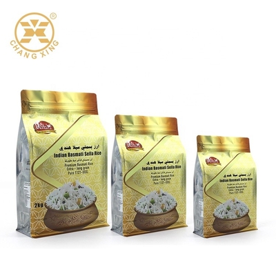 Embalaje de arroz de 5 kg Bolsas con cerradura de cremallera Bolsa de fondo plano con UV Desvanecedor